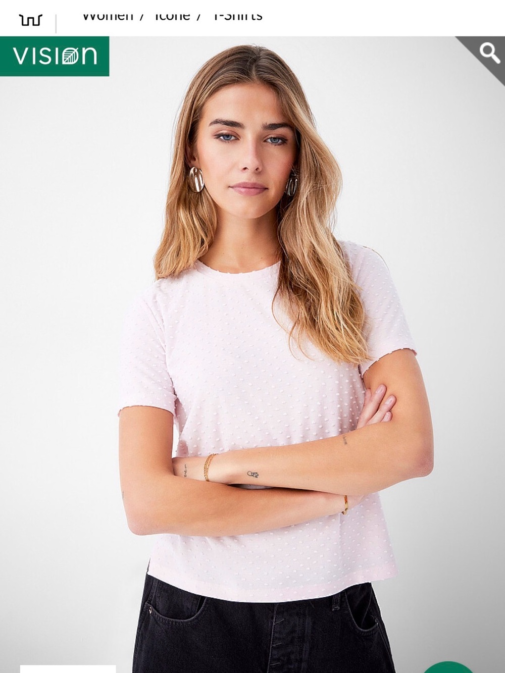 Icone brand (Simons) Lightweight Pink Dot Short-Sleeve Top